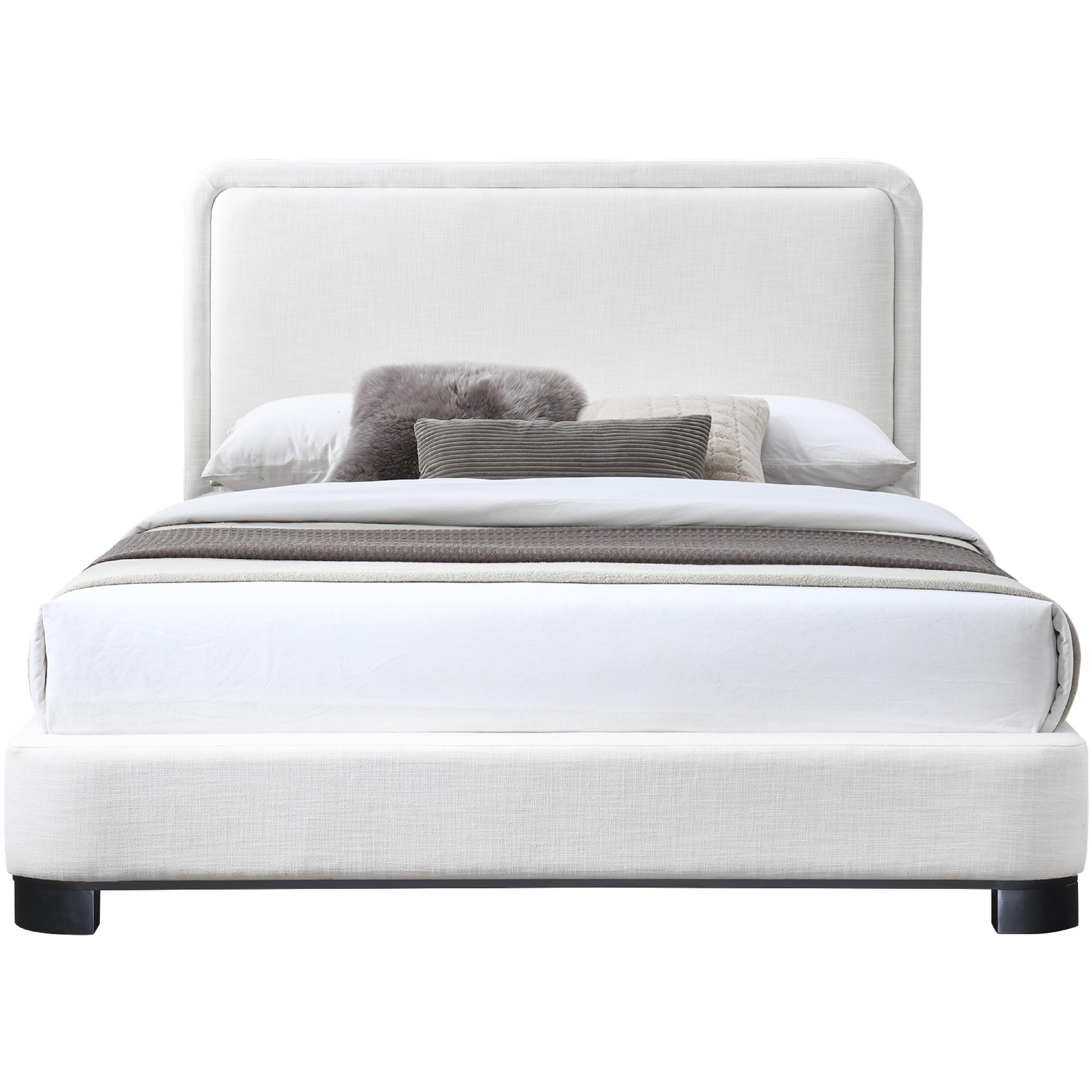 Meridian Nolita Cream Linen Textured Fabric Full Bed