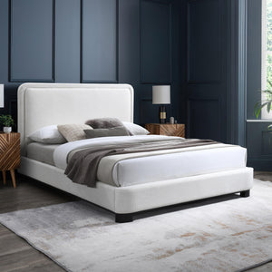 Meridian Nolita Cream Linen Textured Fabric King Bed