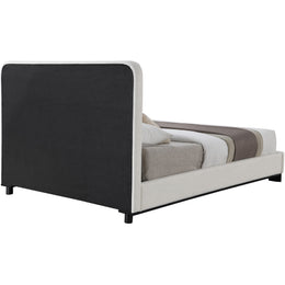 Meridian Nolita Cream Linen Textured Fabric King Bed