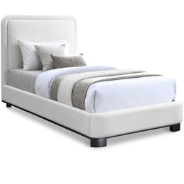Meridian Nolita Cream Linen Textured Fabric Twin Bed
