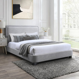 Meridian Nolita Grey Linen Textured Fabric King Bed