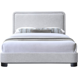 Meridian Nolita Grey Linen Textured Fabric King Bed