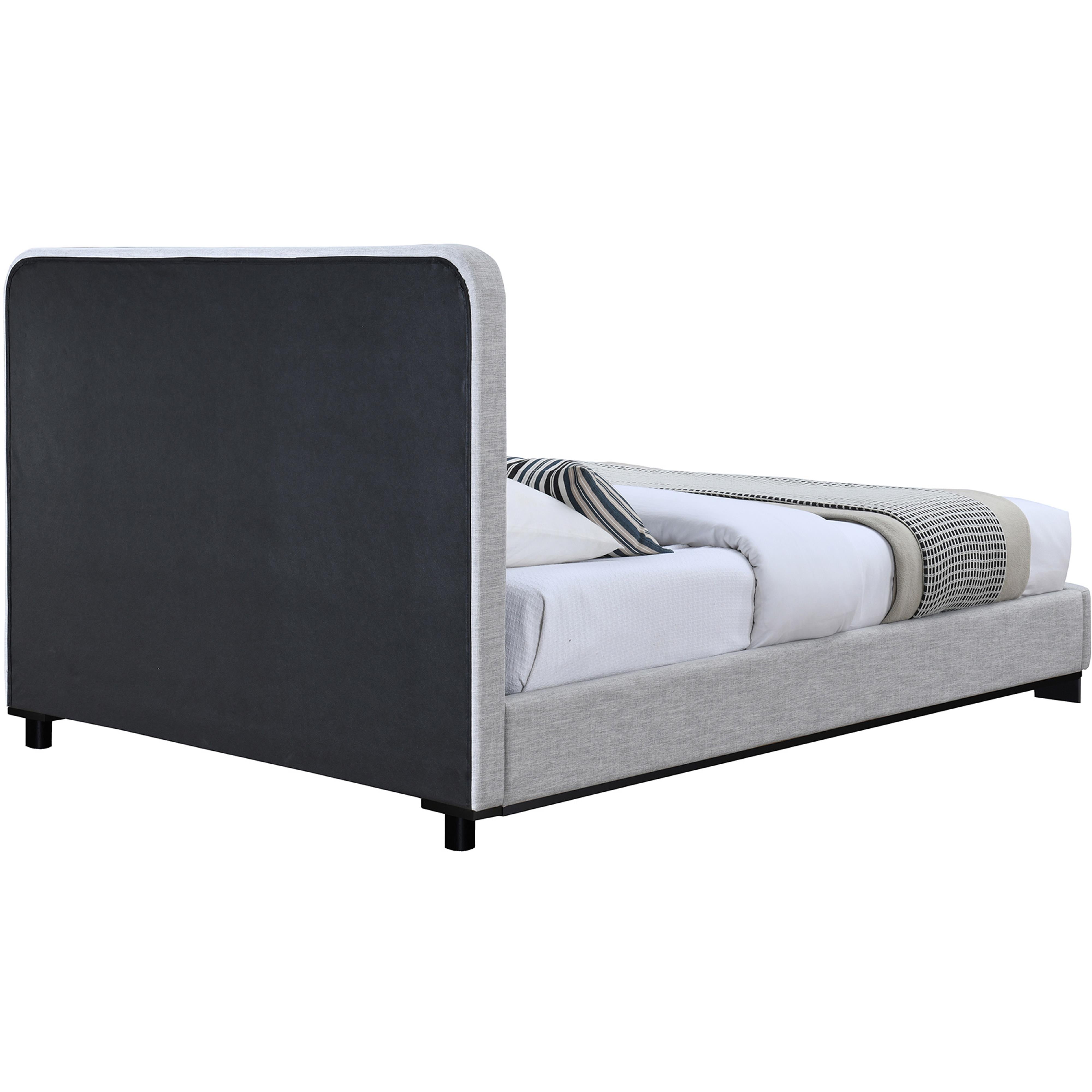 Meridian Nolita Grey Linen Textured Fabric King Bed