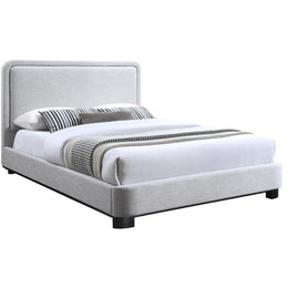 Meridian Nolita Grey Linen Textured Fabric King Bed