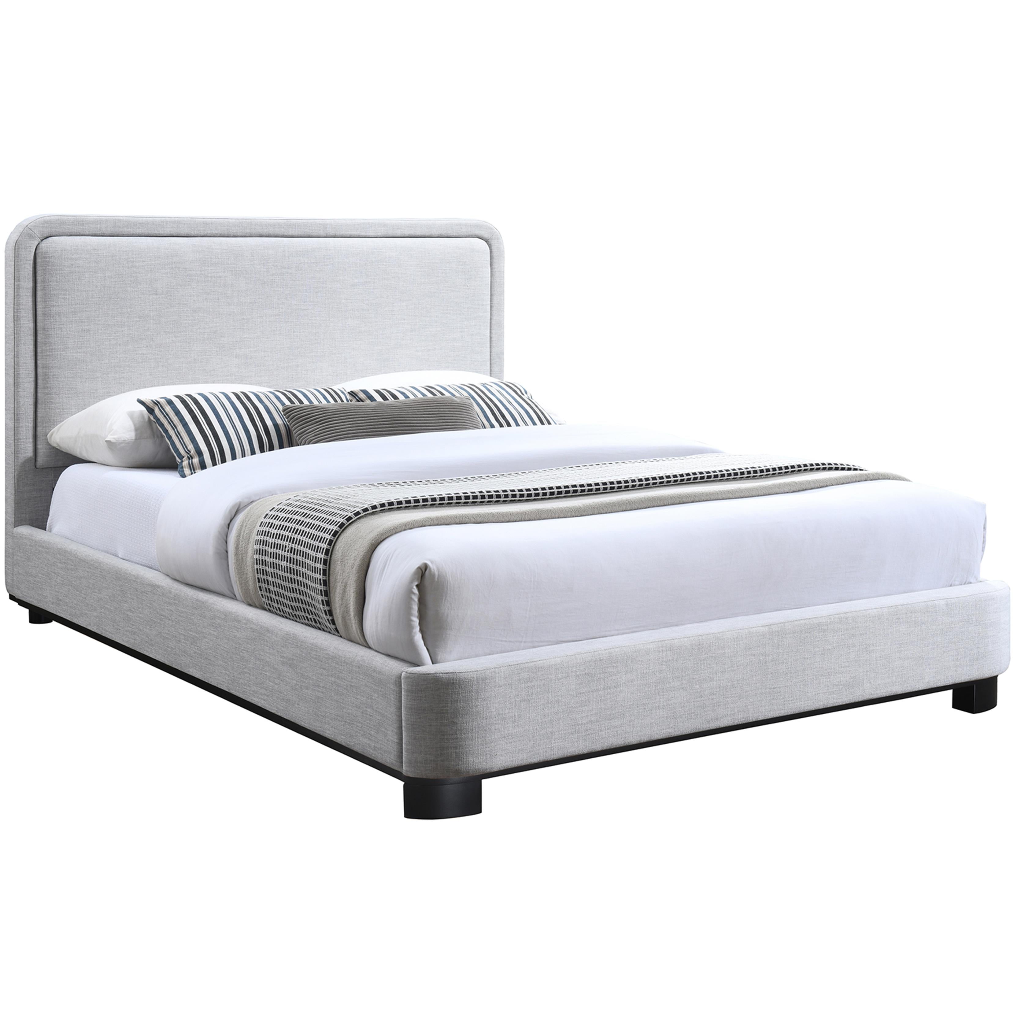 Meridian Nolita Grey Linen Textured Fabric King Bed