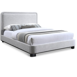 Meridian Nolita Grey Linen Textured Fabric Queen Bed