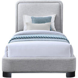 Meridian Nolita Grey Linen Textured Fabric Twin Bed