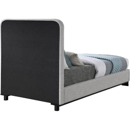 Meridian Nolita Grey Linen Textured Fabric Twin Bed
