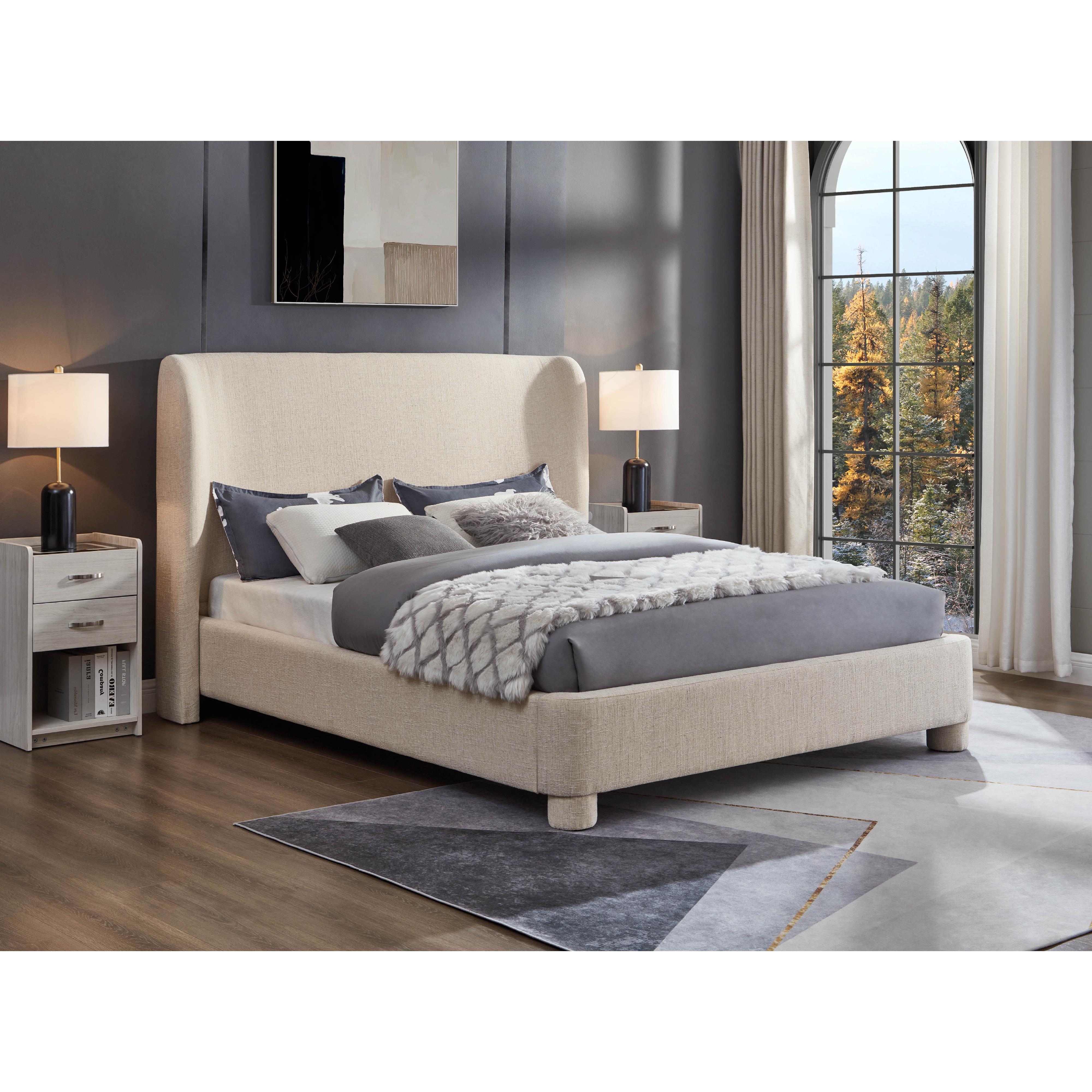 Meridian Penny Beige Polyester Fabric Full Bed