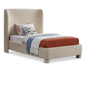 Meridian Penny Beige Polyester Fabric Twin Bed