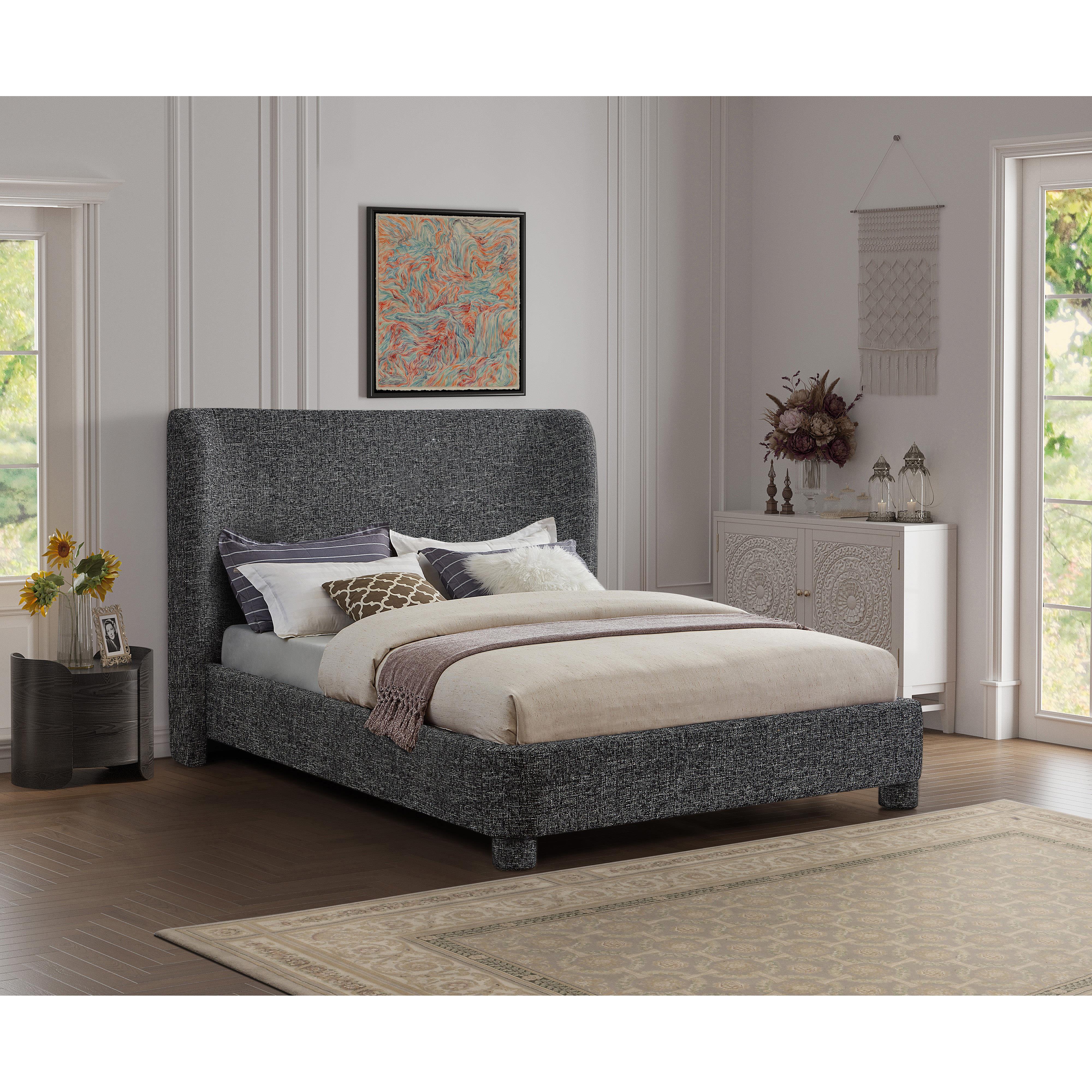 Meridian Penny Black Polyester Fabric Full Bed