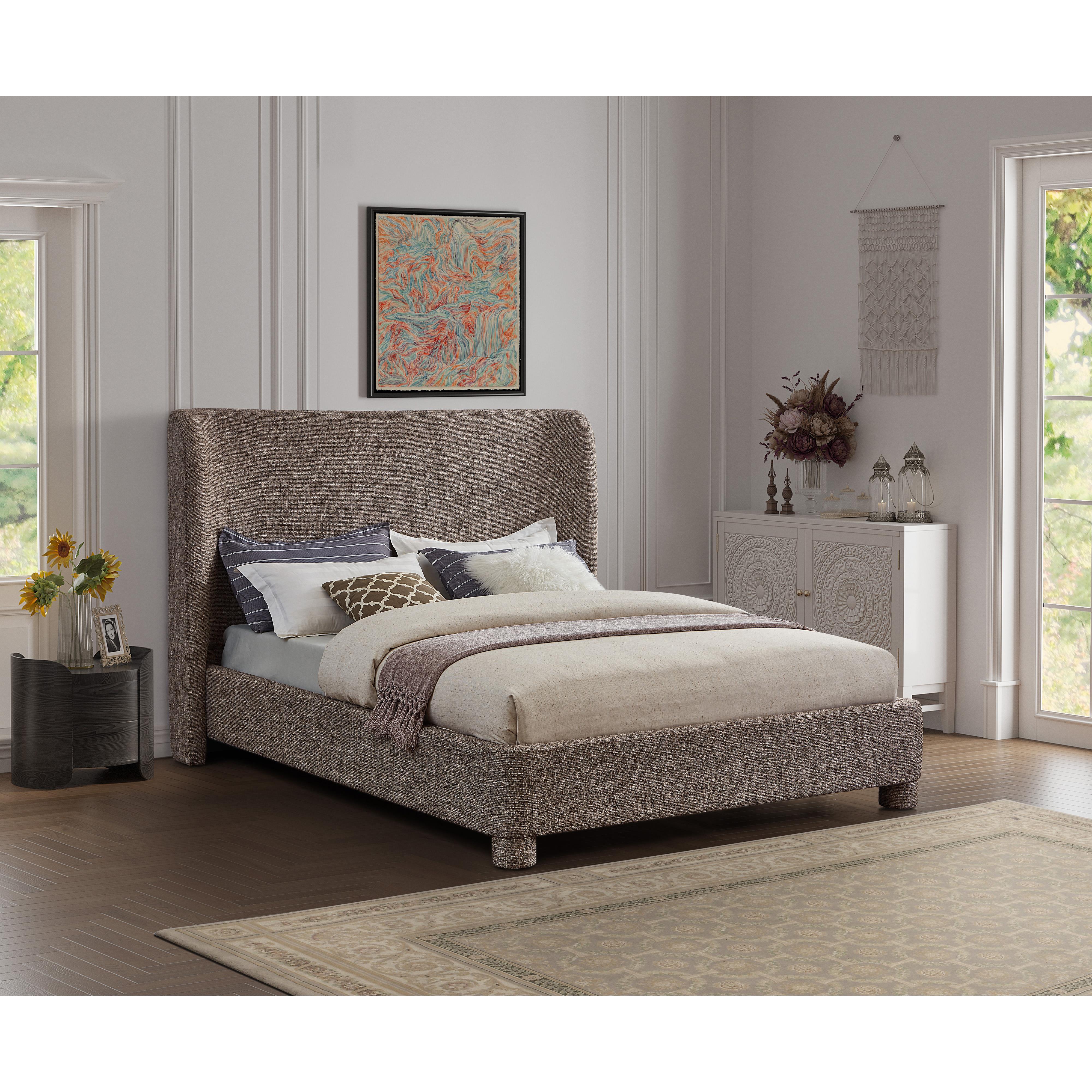 Meridian Penny Brown Polyester Fabric King Bed