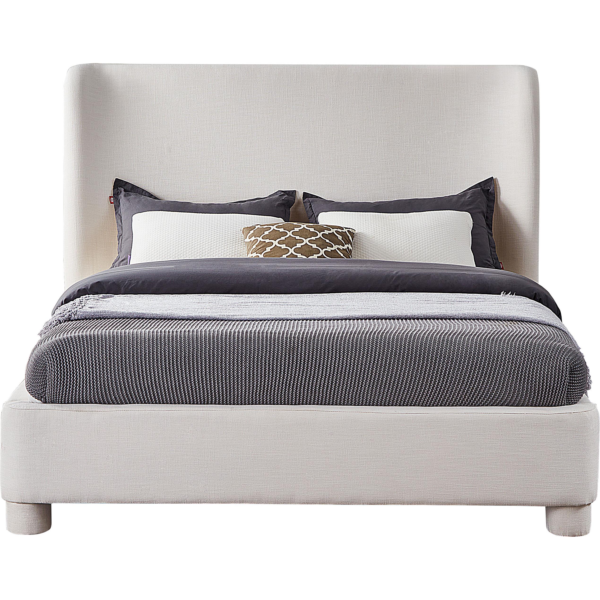 Meridian Penny Cream Linen Textured Fabric King Bed