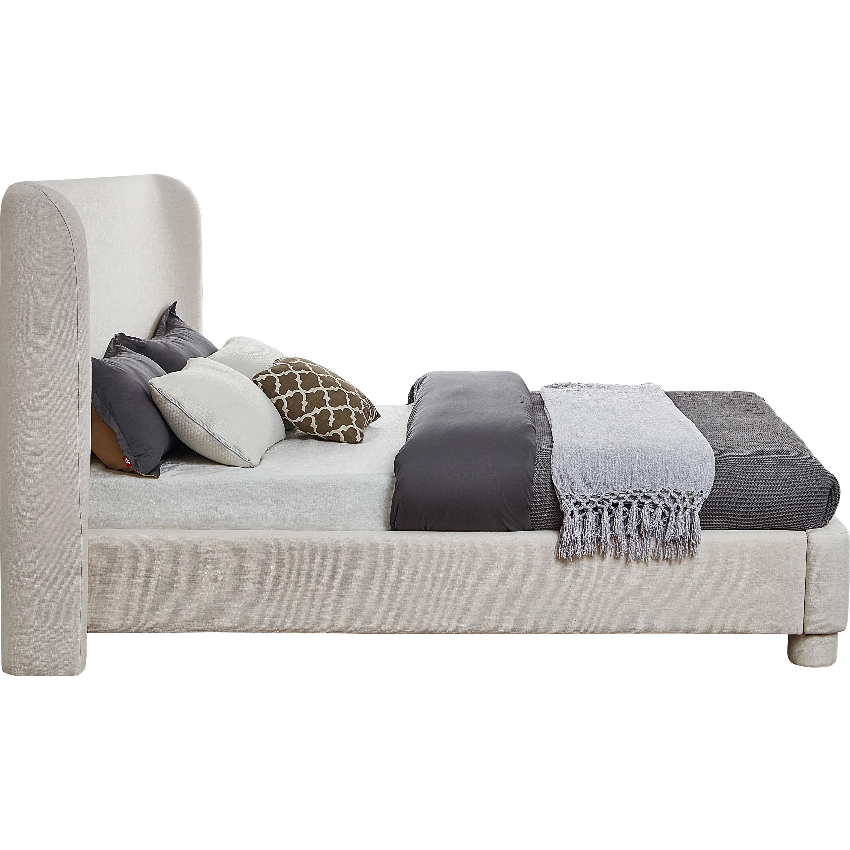 Meridian Penny Cream Linen Textured Fabric King Bed