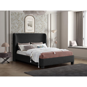 Meridian Penny Black Boucle Fabric King Bed