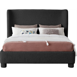 Meridian Penny Black Boucle Fabric Queen Bed