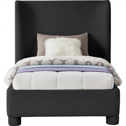 Meridian Penny Black Boucle Fabric Twin Bed