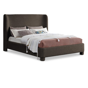 Meridian Penny Brown Boucle Fabric King Bed