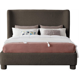 Meridian Penny Brown Boucle Fabric Queen Bed