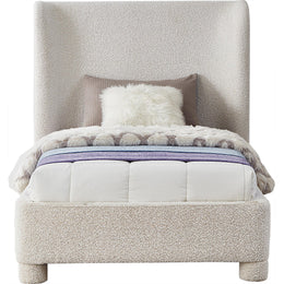 Meridian Penny Cream Boucle Fabric Twin Bed