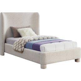 Meridian Penny Cream Boucle Fabric Twin Bed