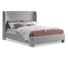 Meridian Penny Grey Boucle Fabric Full Bed