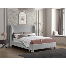 Meridian Penny Grey Boucle Fabric Full Bed