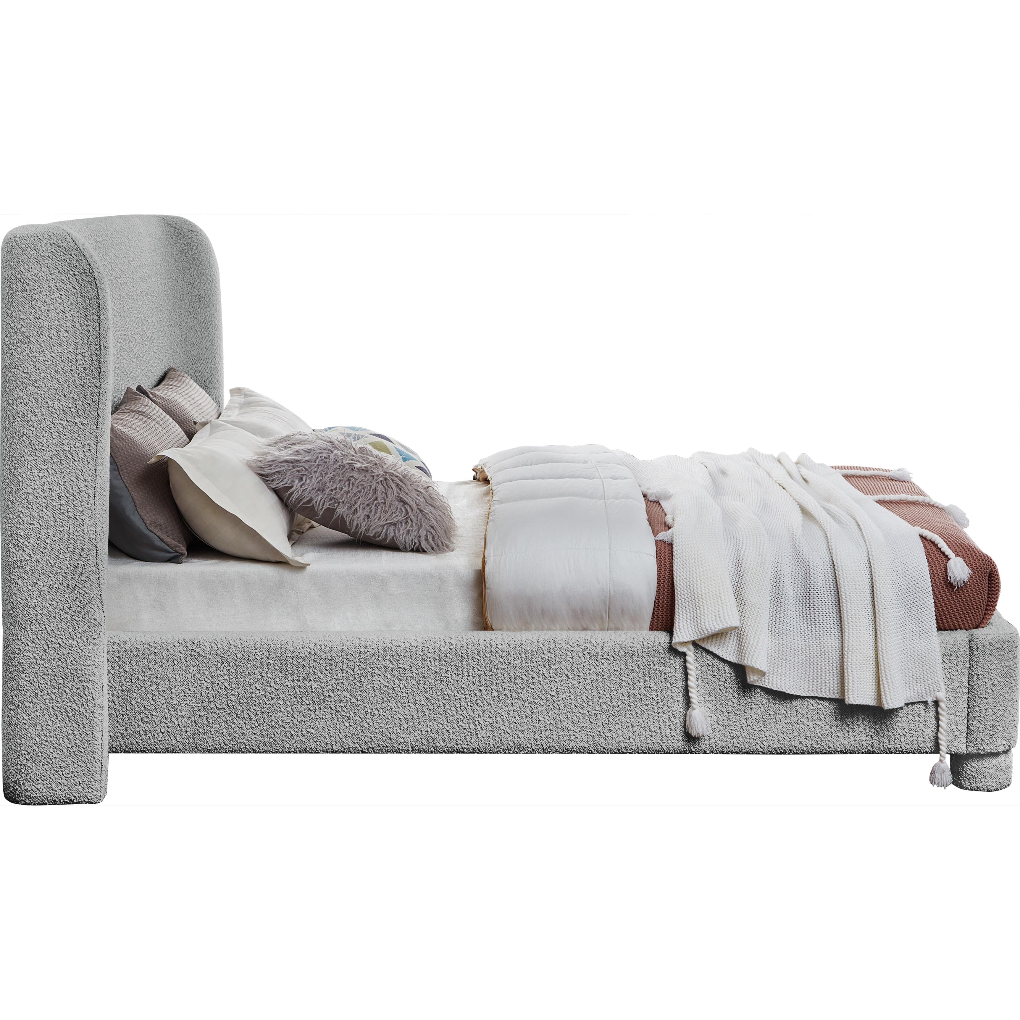 Meridian Penny Grey Boucle Fabric Full Bed