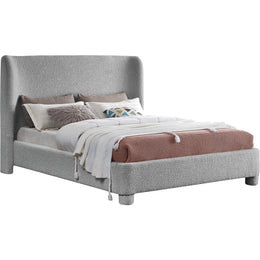 Meridian Penny Grey Boucle Fabric Queen Bed