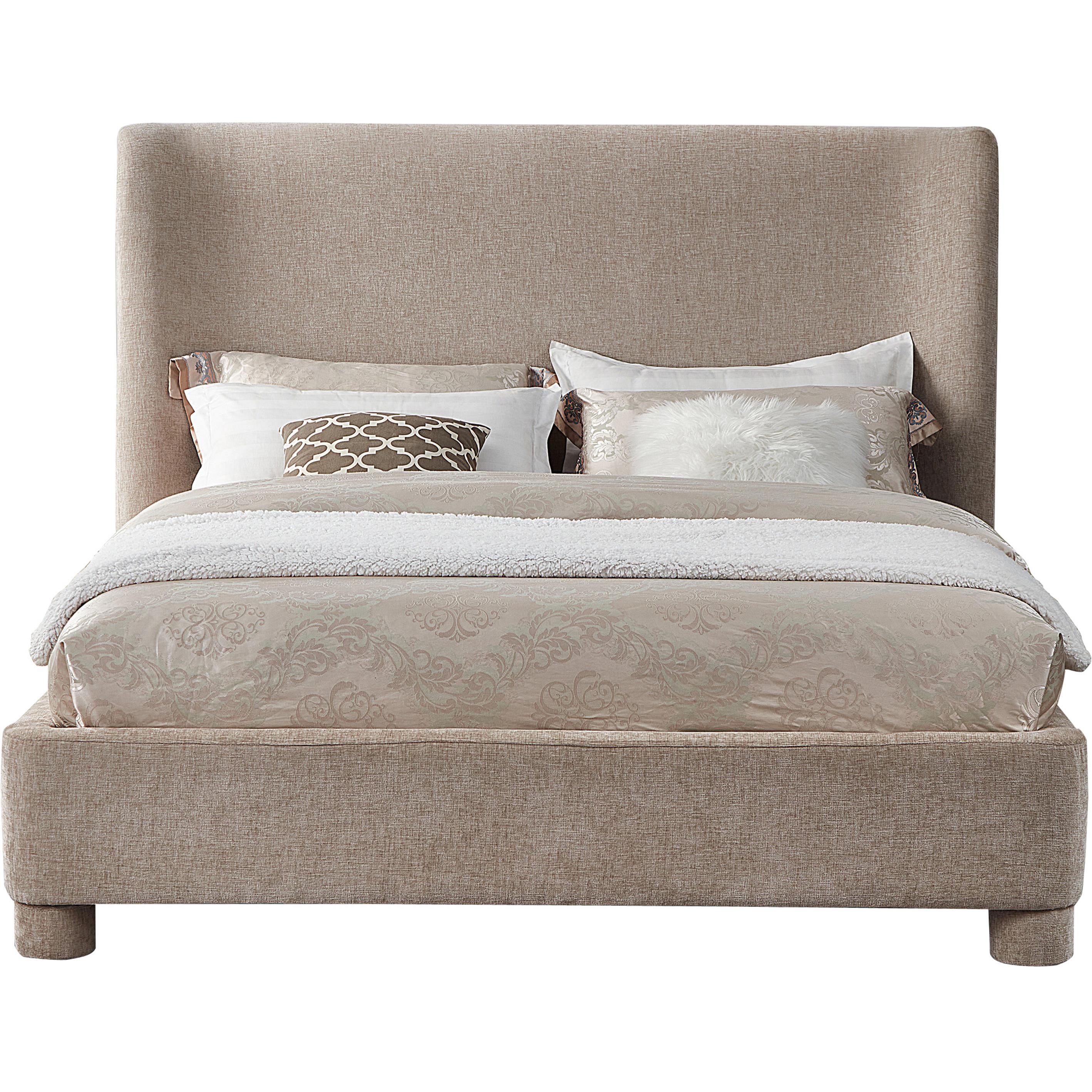 Meridian Penny Beige Chenille Fabric King Bed