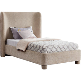 Meridian Penny Beige Chenille Fabric Twin Bed