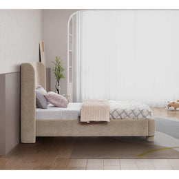 Meridian Penny Beige Chenille Fabric Twin Bed