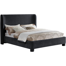 Meridian Penny Black Chenille Fabric Full Bed