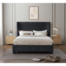 Meridian Penny Black Chenille Fabric Full Bed
