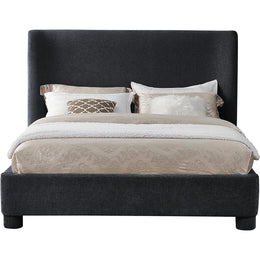 Meridian Penny Black Chenille Fabric Queen Bed