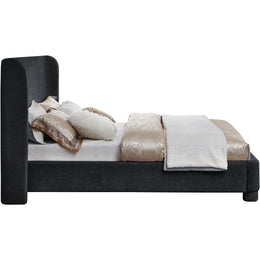 Meridian Penny Black Chenille Fabric Queen Bed