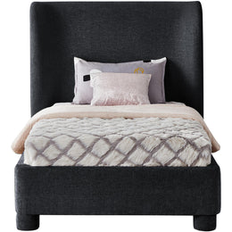 Meridian Penny Black Chenille Fabric Twin Bed
