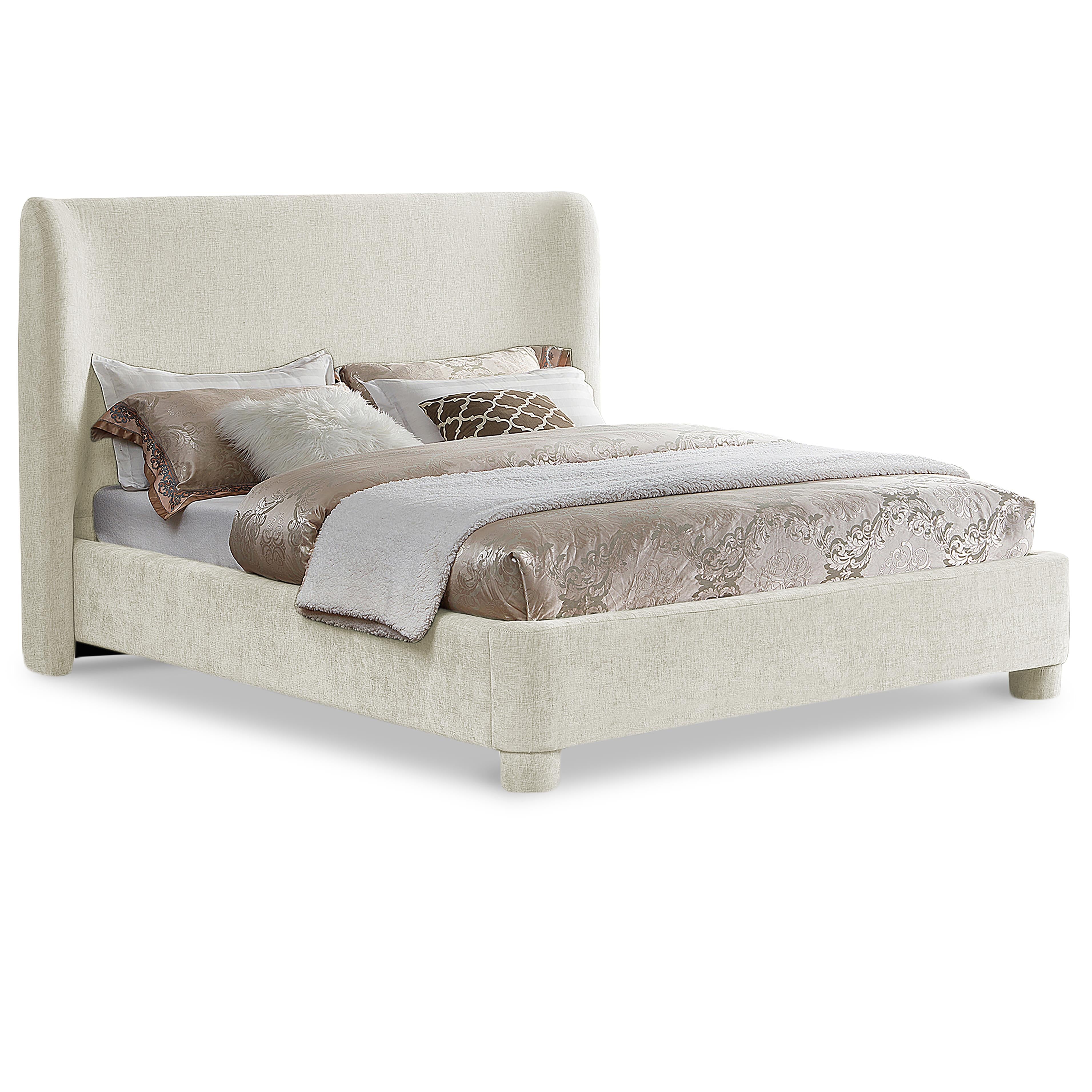 Meridian Penny Cream Chenille Fabric Full Bed