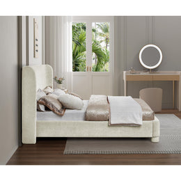 Meridian Penny Cream Chenille Fabric Full Bed