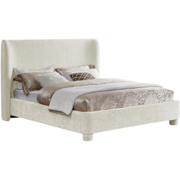 Meridian Penny Cream Chenille Fabric King Bed