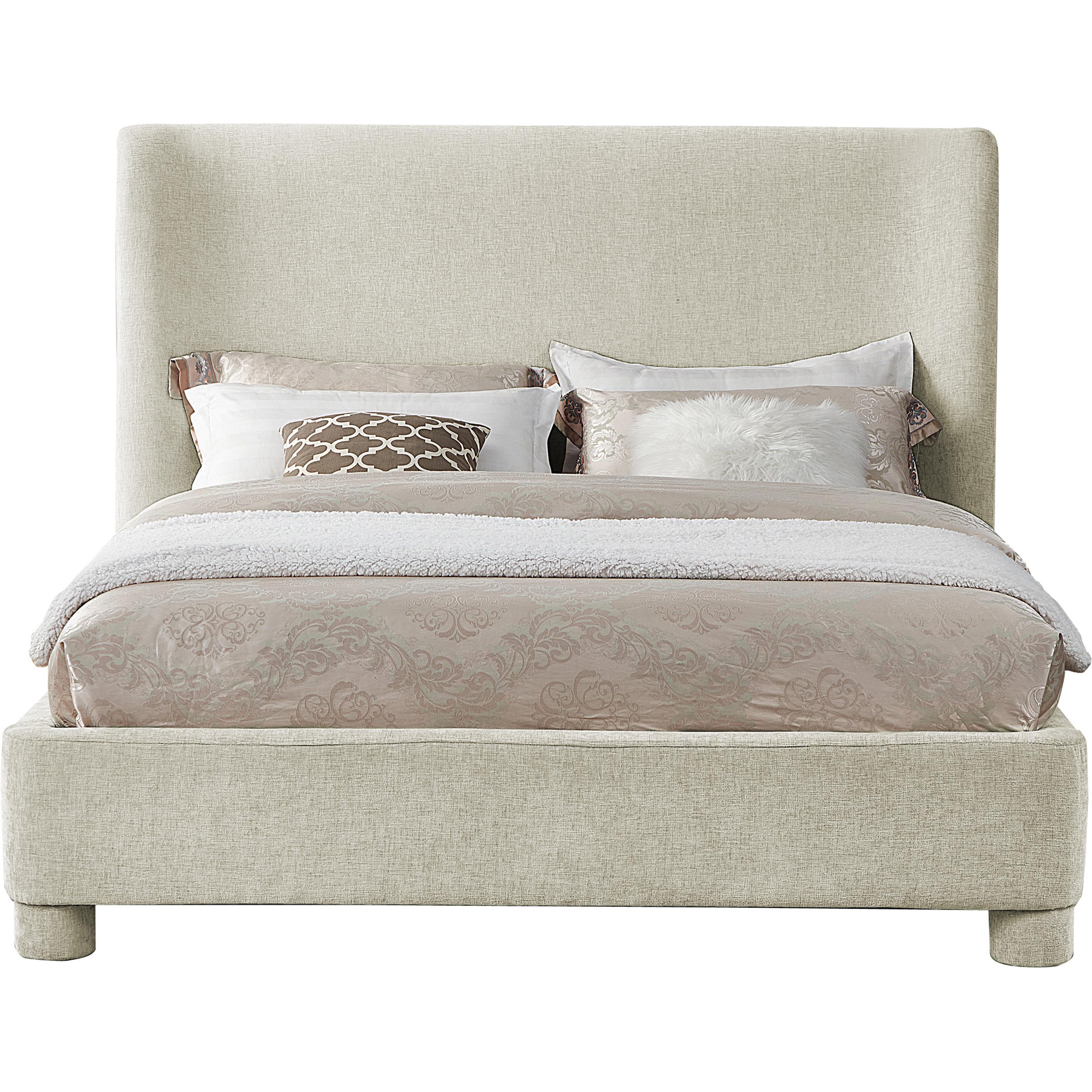 Meridian Penny Cream Chenille Fabric King Bed