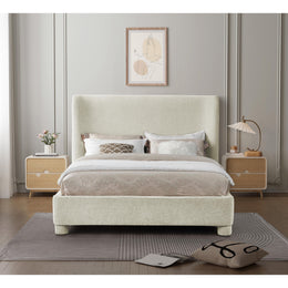 Meridian Penny Cream Chenille Fabric King Bed