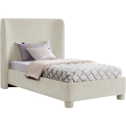 Meridian Penny Cream Chenille Fabric Twin Bed