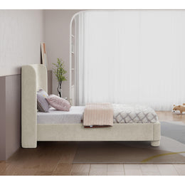 Meridian Penny Cream Chenille Fabric Twin Bed