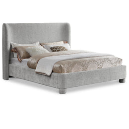 Meridian Penny Light Grey Chenille Fabric Full Bed