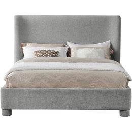 Meridian Penny Light Grey Chenille Fabric King Bed