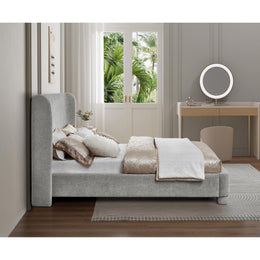 Meridian Penny Light Grey Chenille Fabric King Bed