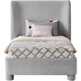Meridian Penny Light Grey Chenille Fabric Twin Bed