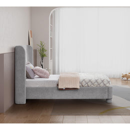 Meridian Penny Light Grey Chenille Fabric Twin Bed
