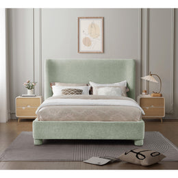 Meridian Penny Mint Green Chenille Fabric King Bed